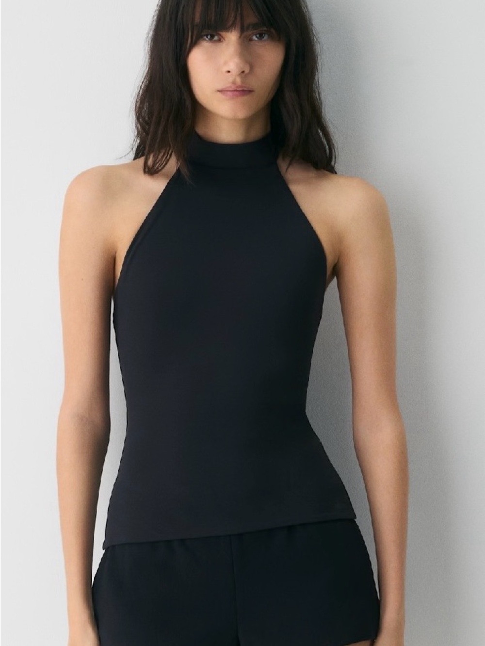 Aritzia Black High-Neck Racerback Tank